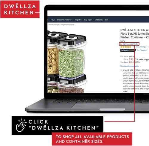 Miniatura 3 de DWËLLZA KITCHEN Contenedores herméticos para almacenamiento de alimentos con tapas, juego de 6 recipientes herméticos de almacenamiento de cocina 01