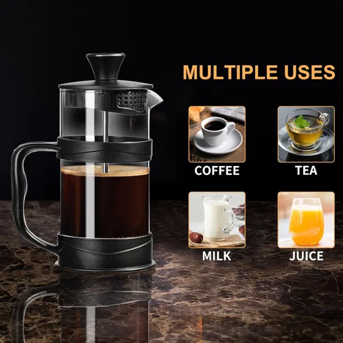 Miniatura 6 de PARACITY Cafetera/Tetera de Prensa Francesa, Mini Prensa de Café/Té para Acampar con Filtro de Acero Inoxidable 304 y Vidrio Resistente al Calor