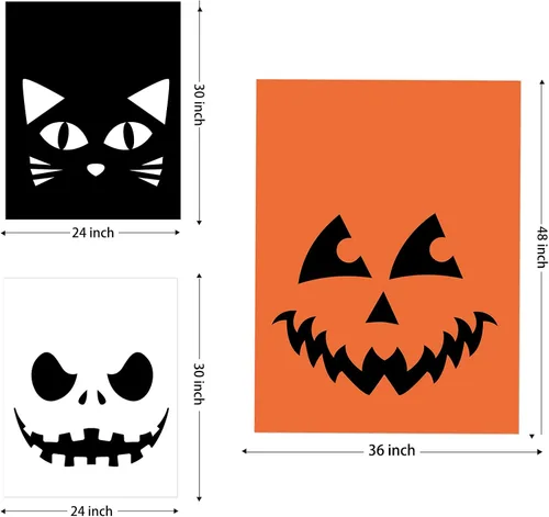 Miniatura 3 de Giiffu Paquete de 9 bolsas de hojas de Halloween con lazos giratorios, bolsas de basura de calabaza resistentes para césped, jardín, porche