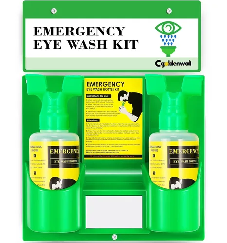 CGOLDENWALL Estación de lavado de ojos de emergencia, estación portátil de lavado de ojos, kit de lavado de ojos montado en la pared, aprobado por