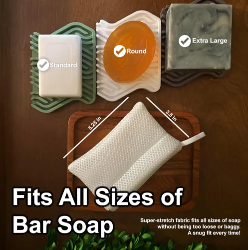Miniatura 2 de Paquete de 2 bolsas de jabón exfoliante para jabón en barra, limpiador de baño de lufa para jabón en barra en una cuerda. 2 niveles de rugosidad