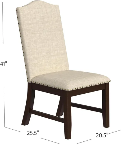Miniatura 33 de Homepop Silla de comedor con detalles festoneados, sillas de comedor Parsons tapizadas, muebles decorativos para el hogar, tejido gris claro