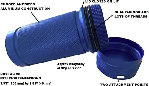 Miniatura 2 de PLB impermeable o contenedor de llave de coche, estuche, soporte para buceo y deportes acuáticos, aluminio resistente, clasificado a 1,200 pies