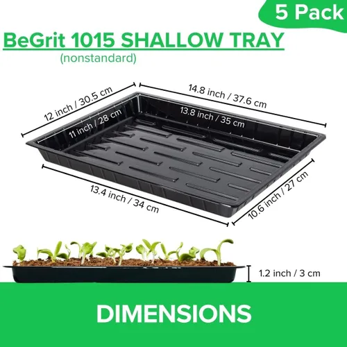 Miniatura 2 de BeGrit Microgreen Seed Starter - Bandejas de cultivo de semillas poco profundas, planos de germinación no estándar, bandeja 1015 sin agujeros
