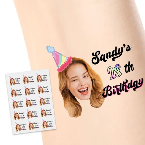 Miniatura 24 de Tatuajes temporales personalizados, personaliza cualquier foto tatuajes para cumpleaños, boda, despedida de soltera, 1 juego de 15 tatuajes Patrón 9