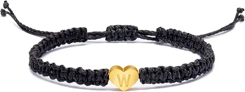 Miniatura 4 de Personalized 26 Initial Bracelet Copper Heart Letter Woven Bracelet Heart Charm Bracelet Woven Bracelet For Men Women Girls