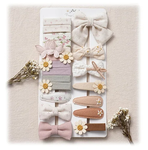 Miniatura 8 de 13 piezas de pinzas para el cabello para niñas con lazos mariposa y flores, pinzas de cocodrilo forradas de 2 pulgadas y pasadores, accesorios