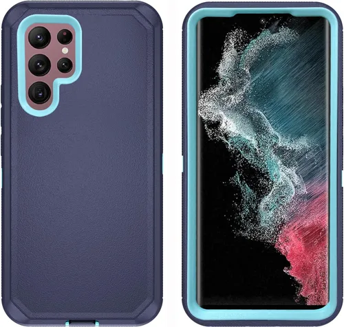 Miniatura 3 de Asuwish Funda de teléfono para Samsung Galaxy S22 Ultra 5G con protector de pantalla de vidrio templado y cubierta para celda, híbrida a prueba