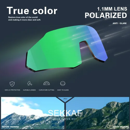 Miniatura 7 de SEKKAF Gafas de sol deportivas polarizadas para hombres y mujeres, protección UV, ligeras, para correr, ciclismo, almohadillas antideslizantes