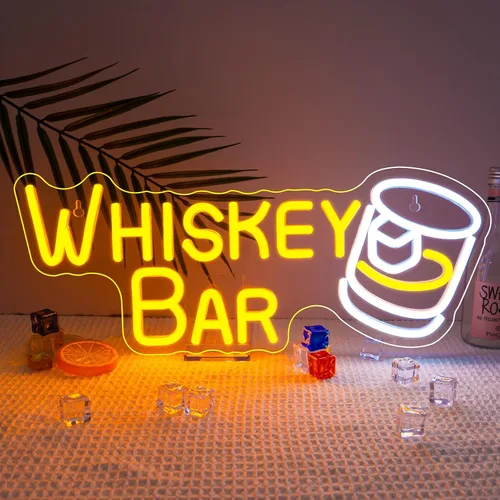 Letrero de neón para barra de whisky, luces LED de neón para decoración de pared, letreros de bar iluminados para carrito de bar casero, Whisky