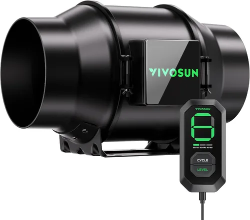 Miniatura 8 de VIVOSUN Ventilador de conducto en línea G4 de 4 pulgadas y 3 modos de ciclo controlador de velocidad E12, kit de ventilación para tienda de cultivo