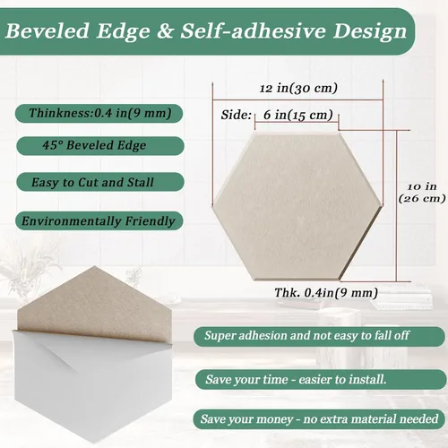 Miniatura 4 de Paneles Acústicos Hexagonales - Paquete de 12 Paneles de Absorción de Sonido de Alta Densidad 12"X10"X0.4" para Reducción Mejorada de Ruido, Diseño
