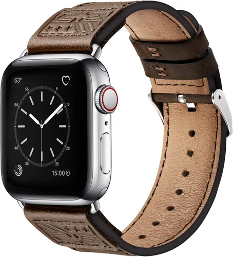 Miniatura 23 de SUNFWR Correas de cuero compatibles con Apple Watch de 1.61, 1.57, 1.5 pulgadas para hombres y mujeres, correa de repuesto de cuero genuino de grano