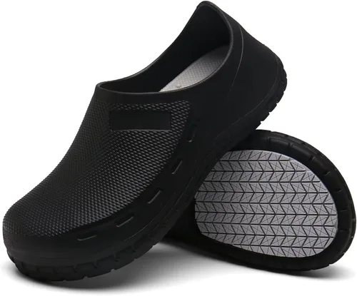 Haifago Zapatos de chef antideslizantes para hombre, zuecos de trabajo de cocina resistentes al aceite, zapatos de servicio de alimentos para