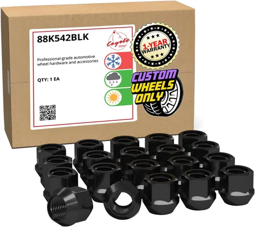 Wheel Accessories Parts 20 tuercas de extremo abierto de 1/2 a 20 roscas de 0.827 in de largo, color negro, 3/4 pulgadas, 0.748 in, hexagonales,