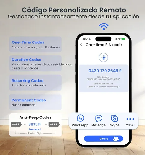 Miniatura 11 de Veise VE027-L - Cerradura inteligente WiFi integrada con asas, juego de cerradura de puerta de entrada sin llave de huellas dactilares, control