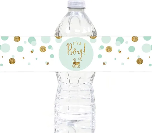 Miniatura 21 de Andaz Press Colección de fiesta de baby shower con purpurina verde menta, banderín colgante con cuerda, Welcome Baby!, 5 pies, 1 juego