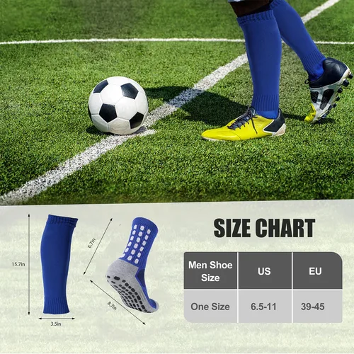 Miniatura 7 de ZXOLDZX 2 Juego de Calcetines de Agarre para Fútbol con Mangas de Protector de Espinilleras, Calcetines de Espinillera para Piernas sin
