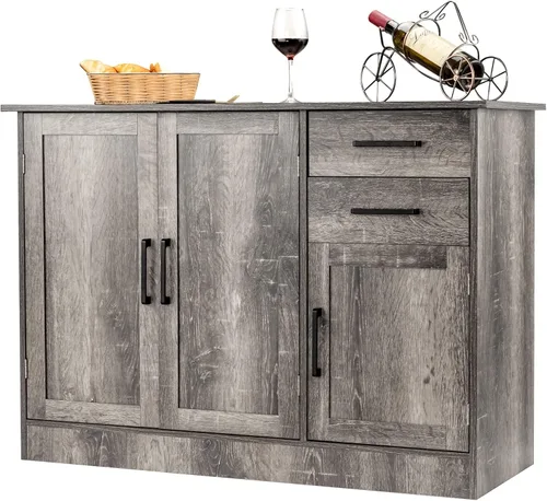 Miniatura 10 de Giantex Aparador de buffet Credenza - Armario de almacenamiento, mesa de consola de cocina, comedor, armario de entrada con armario de 2 puertas y 2