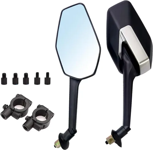 Miniatura 9 de Mamiko Espejos de Motocicleta Universales de 8MM para Manillares de 7/8" Compatible con ATV Moto de Nieve Scooter Ciclomotor Dirt Bike Sportsman