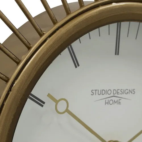 Miniatura 4 de Studio Designs Home Mod 73019 - Reloj de pared de metal retro con marcadores de hora y minutos, movimiento de cuarzo, latón dorado (73019)