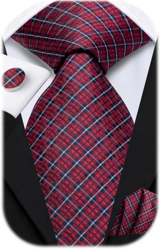 Miniatura 90 de Dubulle Corbata tejida de cachemira para hombre y gemelos de pañuelo para hombre, conjunto de gemelos para boda formal y negocios