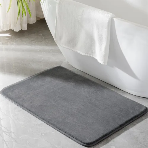 Miniatura 11 de Alfombra de baño de espuma viscoelástica negra, alfombra de baño larga y estrecha, alfombra de baño de microfibra antideslizante, suave, absorbente