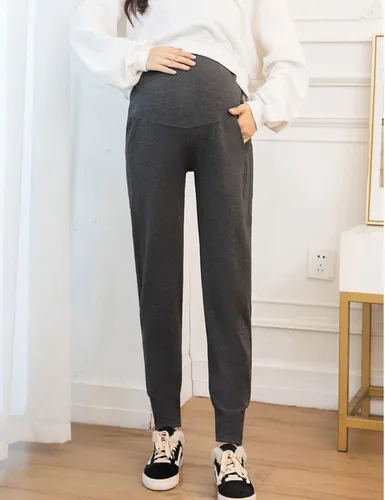 Miniatura 8 de Otoño Invierno Sobre Bump Maternity Fleece Sherpa Lined Pantalones deportivos para mujeres embarazadas