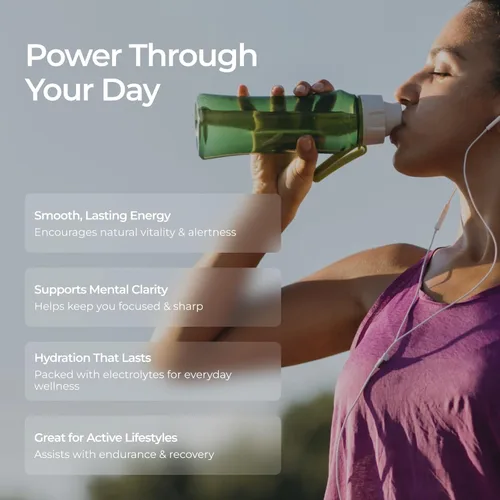 Miniatura 3 de Livingood Daily Electrolitos en polvo limonada de fresa, 30 porciones, polvo de hidratación 4 en 1 con vitamina C, taurina, D ribosa y FOS, mezcla