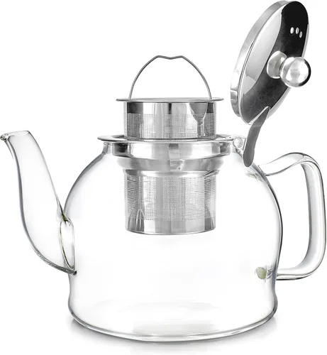 Miniatura 2 de Teabloom Dublin - Tetera de vidrio de borosilicato de primera calidad con infusor inoxidable extraíble, apta para estufa, ideal para té de hojas