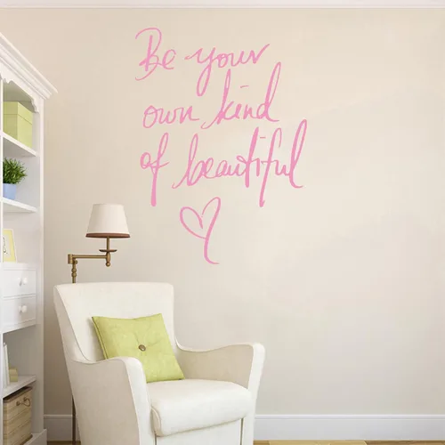 Miniatura 4 de Be Your Own Kind of Beautiful Calcomanías de pared de vinilo con refranes de arte rosa, calcomanías de pared para niñas, mujeres, dormitorio, sala