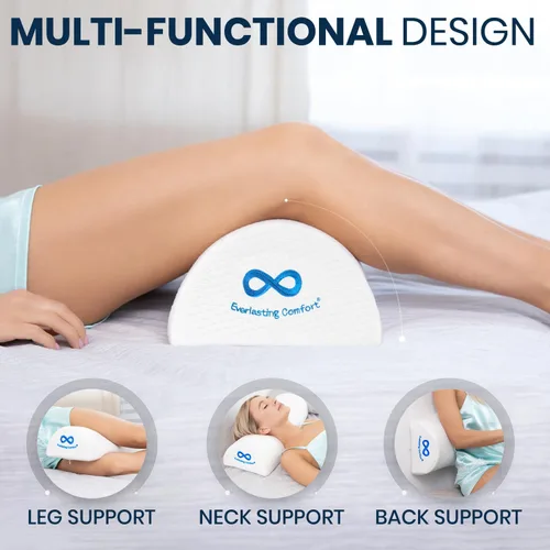 Miniatura 3 de Everlasting Comfort - Almohada debajo de la rodilla para dormir de espalda - Almohada de espuma viscoelástica en forma de media luna para el dolor