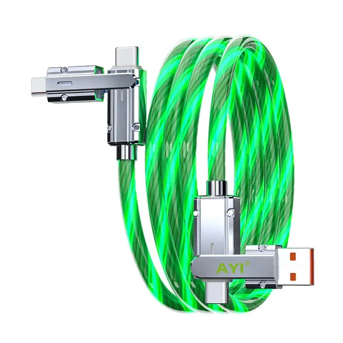 Miniatura 16 de AYI 3 combinaciones de múltiples puertos USB A a USBC Micro PD cable de carga rápida iluminado flujo de corriente compatible con casi todos