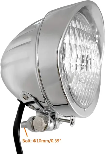 Miniatura 4 de FATECIM Faro delantero de motocicleta de 4.5" con visera de aluminio, lámpara de cabeza cromada tipo bala para Harley Sportster XL, Dyna, Softail