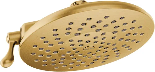 Moen Velocity S6320BG - Cabezal de ducha tipo lluvia de dos funciones, color dorado cepillado de 8 pulgadas con tecnología de inmersión, S6320BG Oro