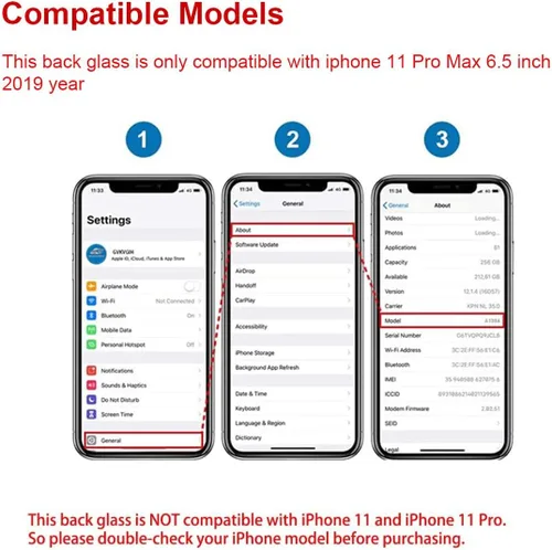 Miniatura 2 de Reemplazo de cristal trasero OEM para iPhone 11 Pro Max de 6.5 pulgadas con kit de herramientas de reparación y adhesivo preinstalado (dorado)