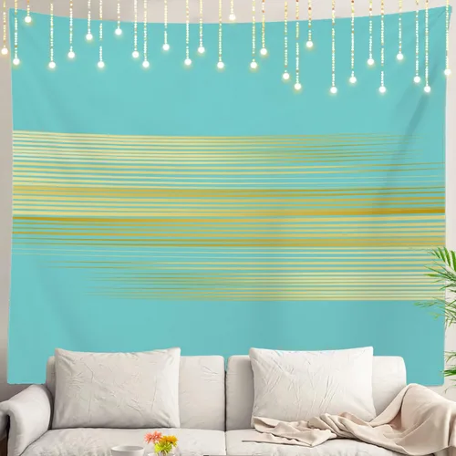 Miniatura 117 de Shrahala Tapiz de pared azul brillante, acuarela azul degradado para colgar en la pared, tapiz grande decorativo de fibra de poliéster, dobladillo