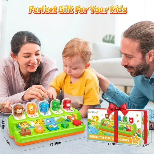Miniatura 6 de Duchong Juguetes emergentes para niños y niñas de 1 año, juguetes interactivos de causa y efecto con música y luz para bebés de 6 a 12 meses