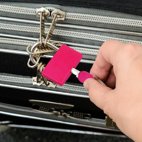 Miniatura 5 de Gjinxi Candado de casillero de gimnasio con llave, cerradura de casillero rosa de aluminio con 1.65 pulgadas de ancho, candado impermeable