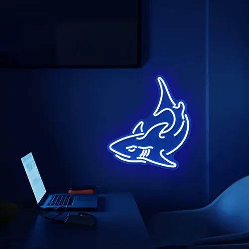 Miniatura 5 de Letrero de neón de tiburón, luces de neón azules para decoración de pared, letrero de neón LED de tiburón, letreros de neón regulables
