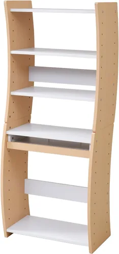 JK Plan FWD-0208-WHNA 4-Way Computer Desk, Streamlined Type, White Natural