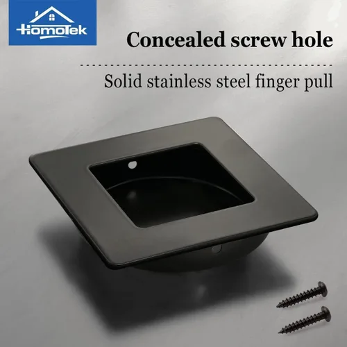 Miniatura 3 de HOMOTEK Tiradores de puerta de armario cuadrados de 2-3/4 pulgadas empotrados y deslizantes para dedos, diámetro interior de 2-1/8 pulgadas (54mm)