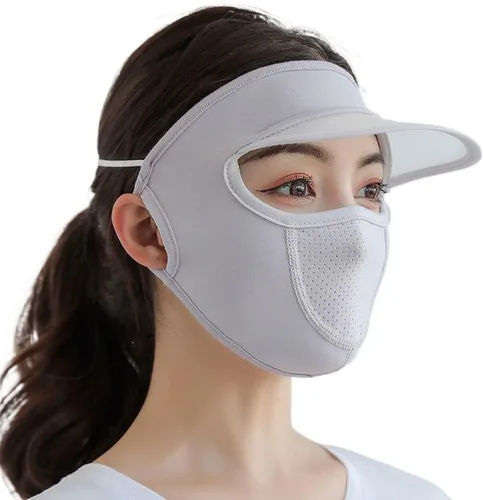 Miniatura 10 de Máscara facial de verano para mujer, protección solar, máscara de Gini, protección de los ojos, protección UV, velo, sombreros para conducir