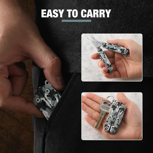 Miniatura 3 de VIRENKNIFE - Alicates multiherramienta 13 en 1, de acero inoxidable, multiherramienta EDC con cuchillo de bolsillo, destornillador, abrebotellas