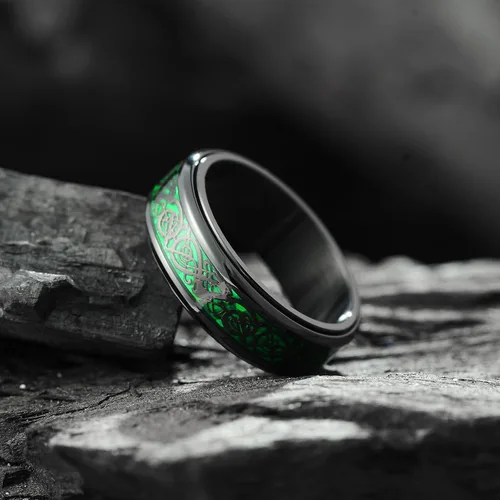 Miniatura 52 de King Will Anillo giratorio de acero inoxidable 316L para hombres y mujeres, 0.315 in de dragón/nudo celta, anillo para ansiedad para aliviar