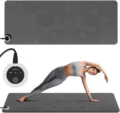 Miniatura 8 de PAIDU Tapete calefactor, tapete térmico de temperatura ajustable, tapete de yoga de calefacción eléctrica antideslizante extra grande, calentador