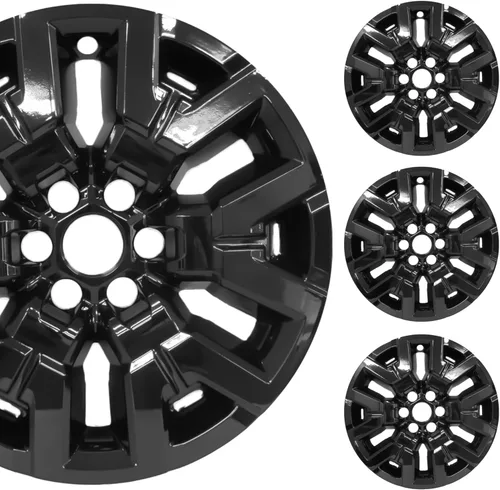 PACRIM Fundas de rueda negras brillantes de 17 pulgadas compatibles con Nissan Frontier SV (2022-2024) | Tapacubos de plástico ABS duradero | Se