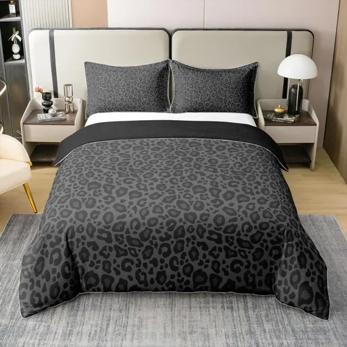 Miniatura 4 de Castle Fairy Juego de funda de edredón con estampado de leopardo, 100 % algodón natural, juego de funda de edredón de guepardo africano con 1 funda