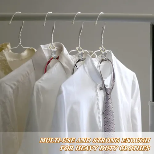 Miniatura 6 de 56 ganchos de metal para colgar ropa, ganchos extensores de acero inoxidable súper resistentes, ahorro de espacio en el armario, fácil de usar