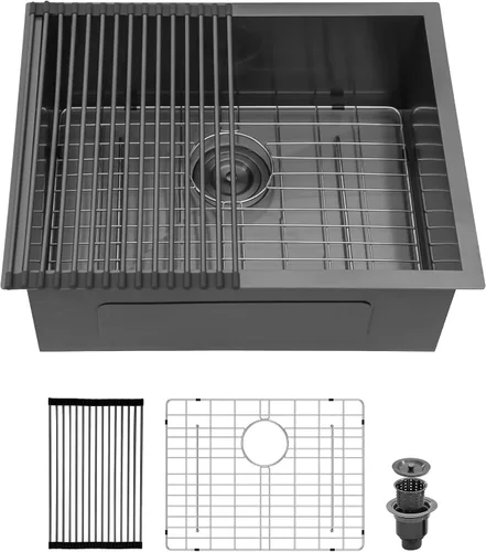 Miniatura 26 de Logmey - Fregadero de barra de 21 pulgadas, fregadero de cocina de acero inoxidable de 21x18, fregadero de barra pequeño, calibre 16, fregadero
